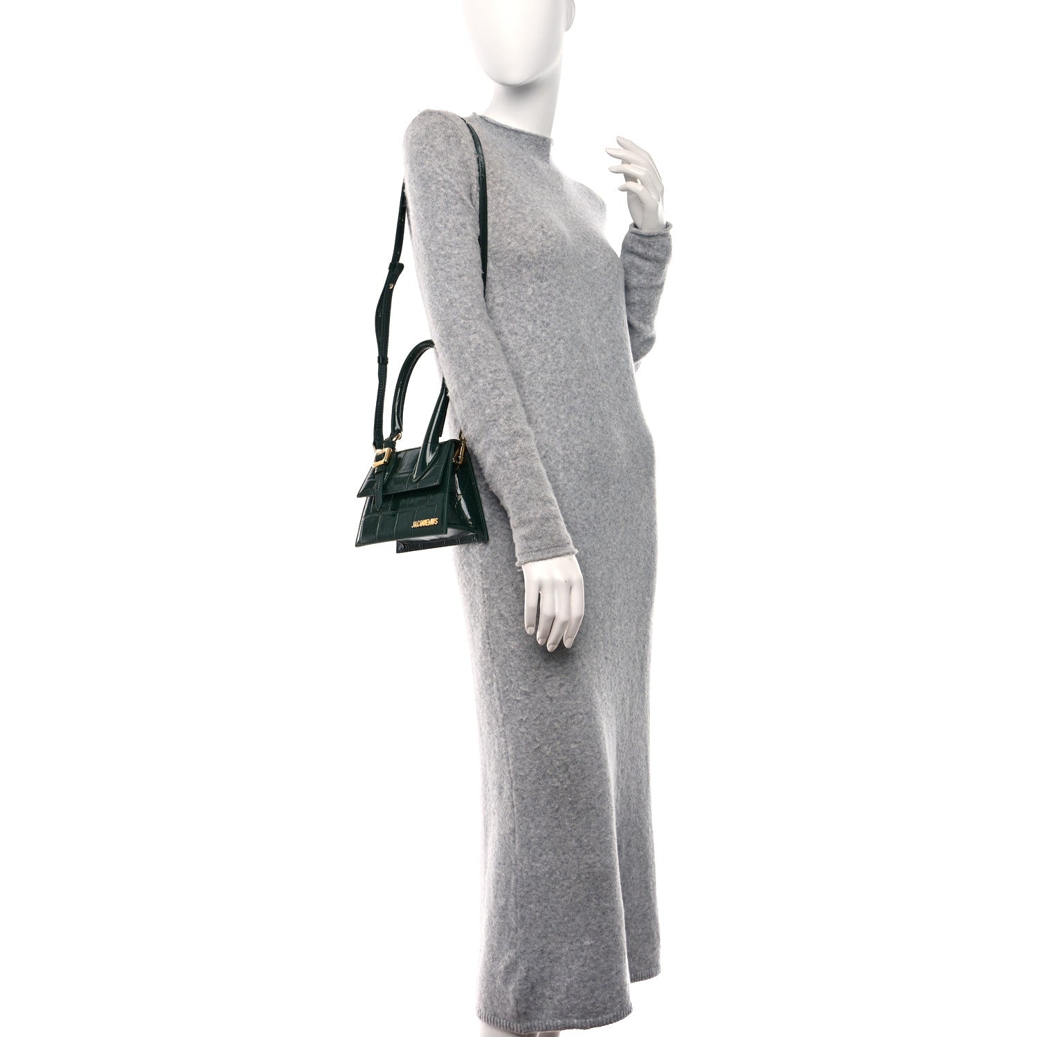 Jacquemus Calfskin Crocodile Embossed Le Chiquito Moyen Dark Green 2 of 9