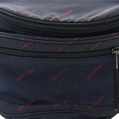 Balenciaga Twill Nylon Allover Logo Explorer Beltpack Bleu Canopee Rouge 8 of 10