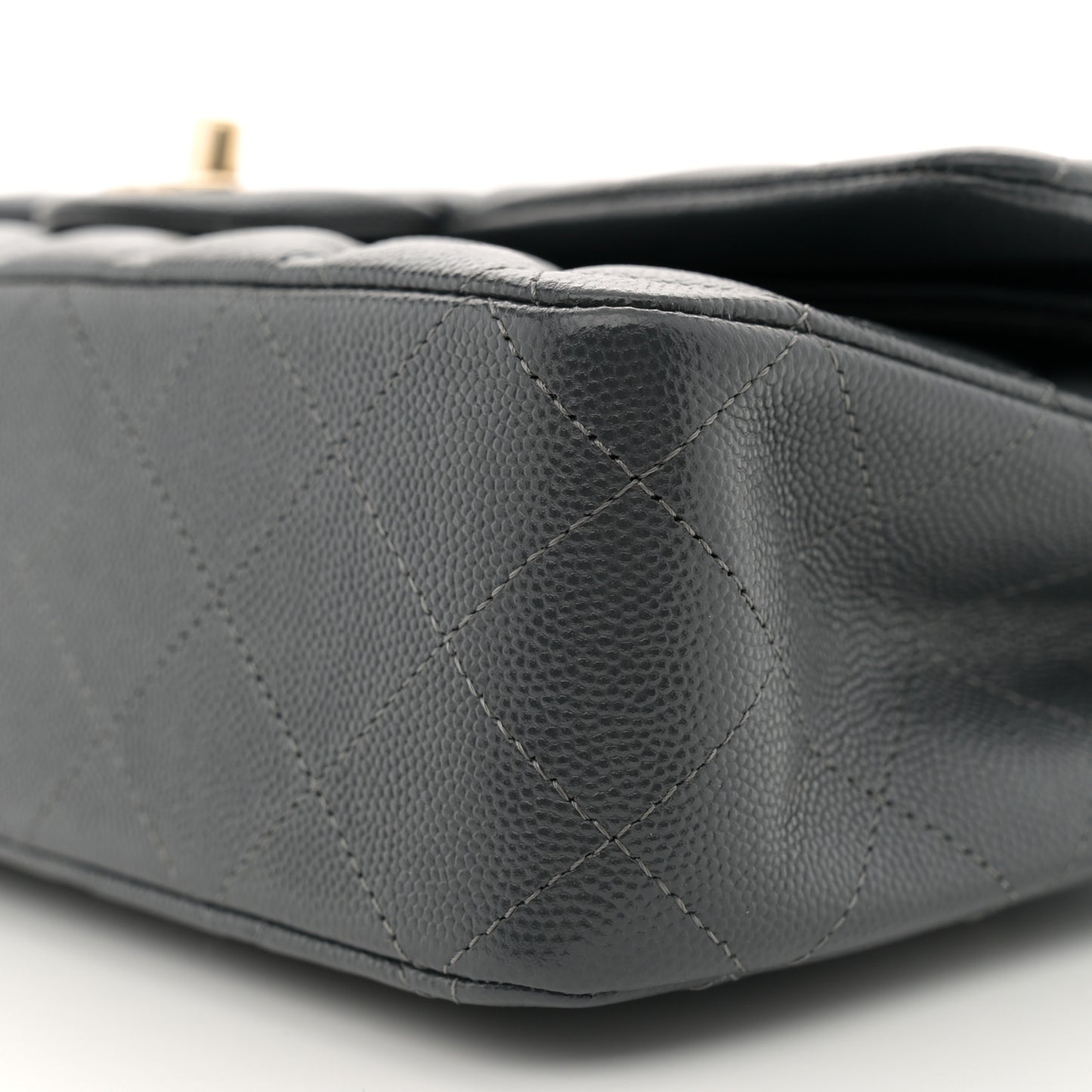 Caviar Quilted Medium Double Flap Dark Grey