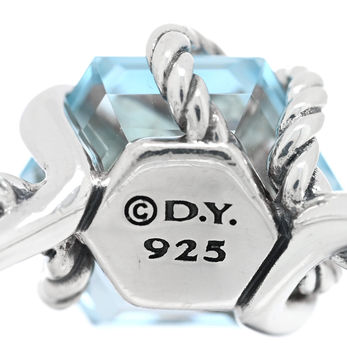 Sterling Silver Diamond Blue Topaz 10mm Cable Wrap Ring 54 6.75