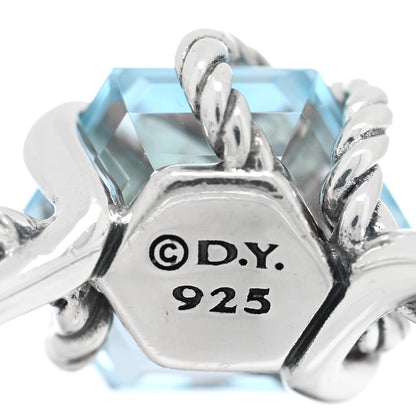 David Yurman Sterling Silver Diamond Blue Topaz 10mm Cable Wrap Ring 54 6.75 4 of 4
