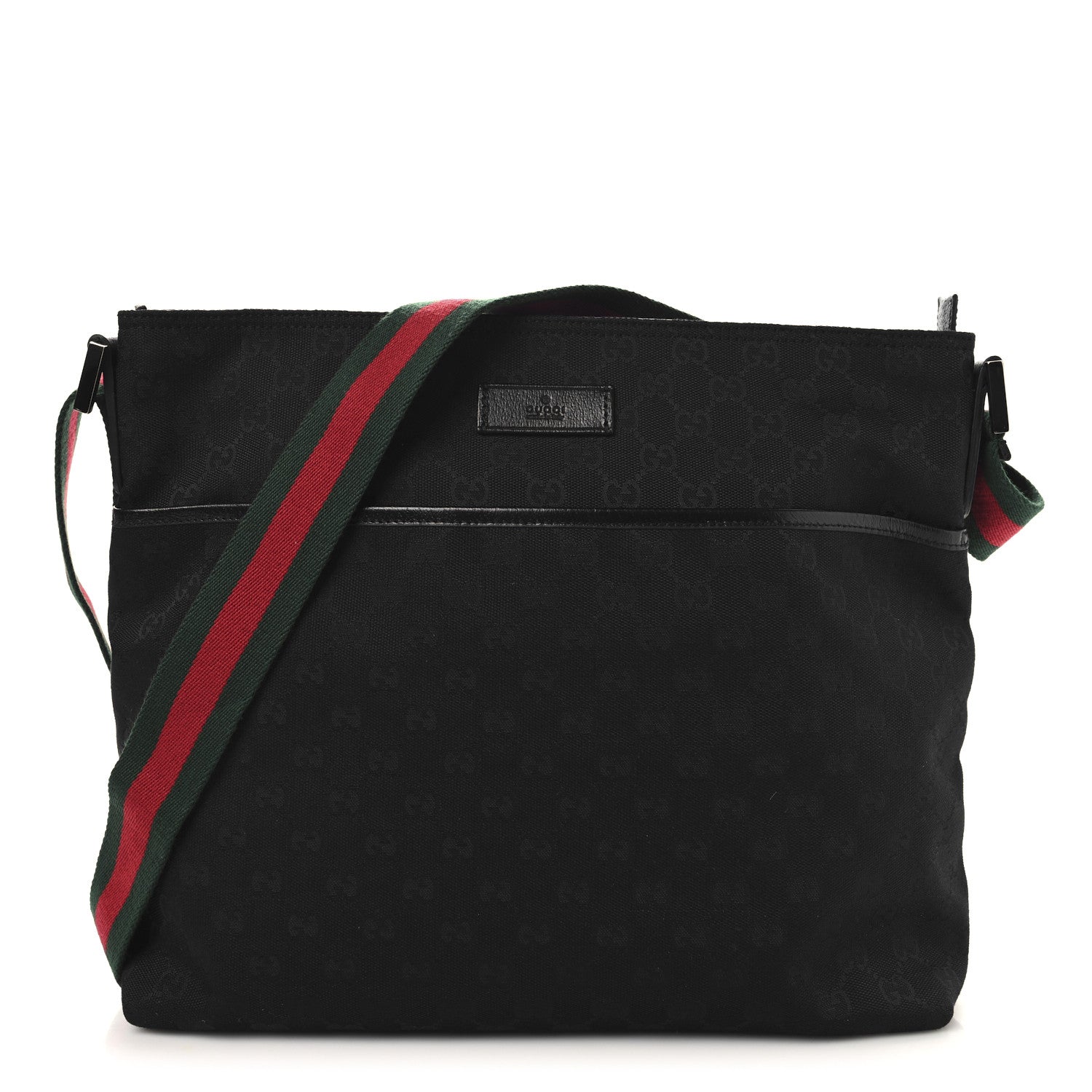 Gucci Monogram Web Medium Flat Messenger Bag Black 1 of 10