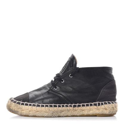 Chanel Lambskin Canvas Cap Toe Lace Up Espadrilles 35 Black 1 of 20