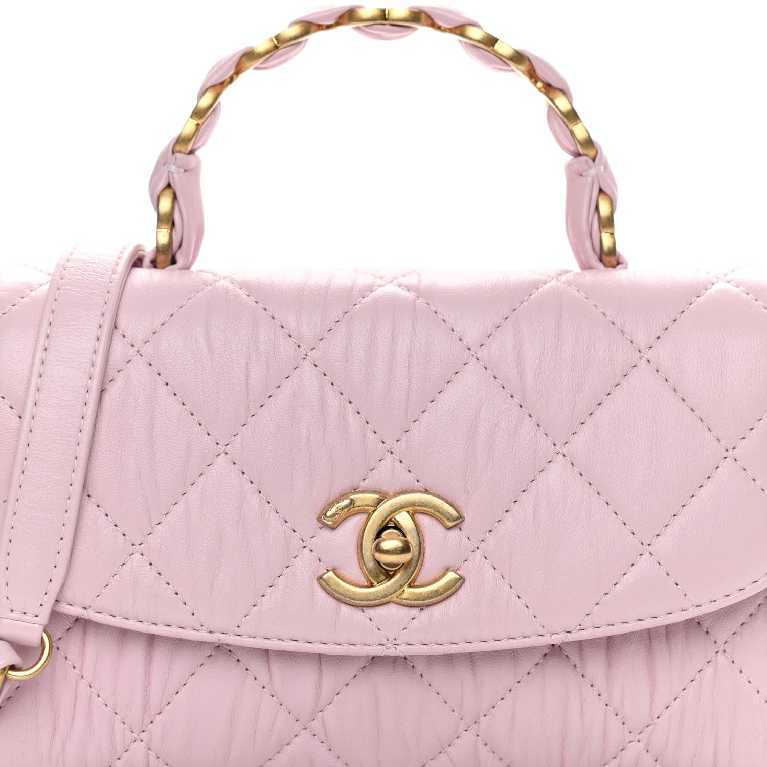 Chanel Crumpled Lambskin Quilted Mini CC Links Top Handle Flap Light Pink 8 of 11