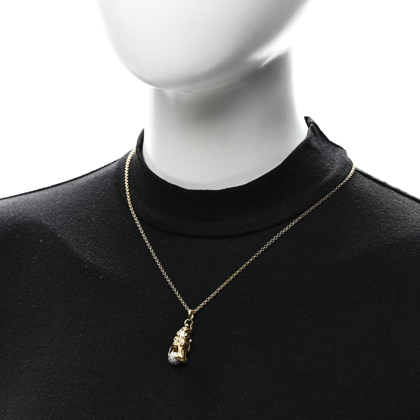 18K Yellow Gold Diamond Blue Sapphire Legends Naga Pendant Necklace