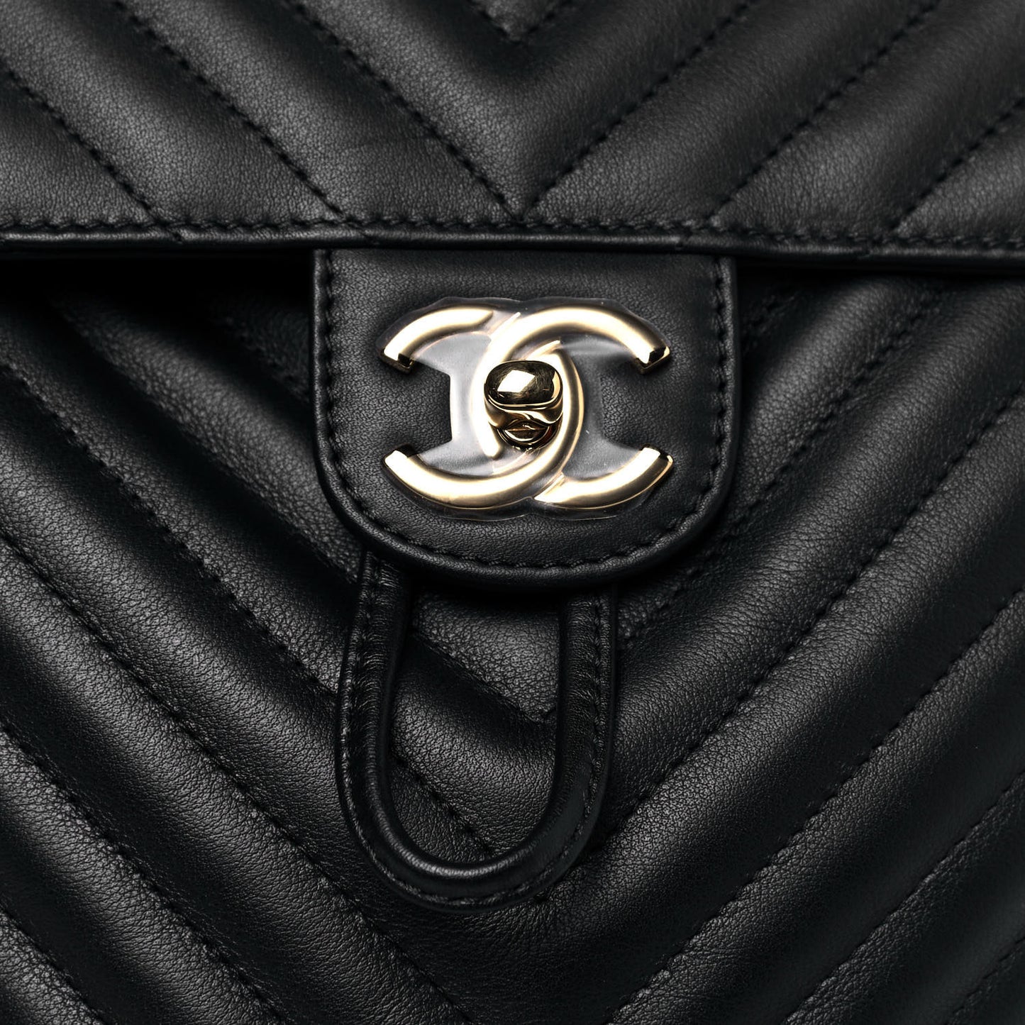 Calfskin Chevron Quilted Large Urban Spirit Backpack Black