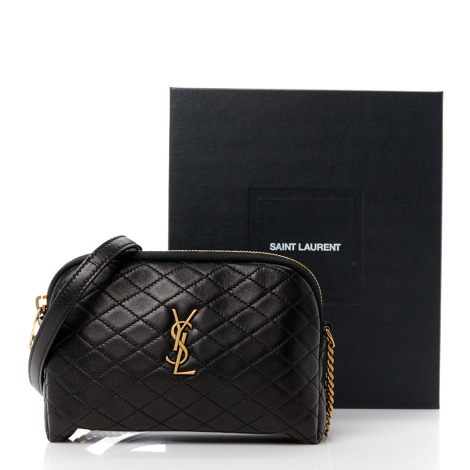 Saint Laurent Lambskin Quilted Gaby Zipped Pouch Black 10 of 10