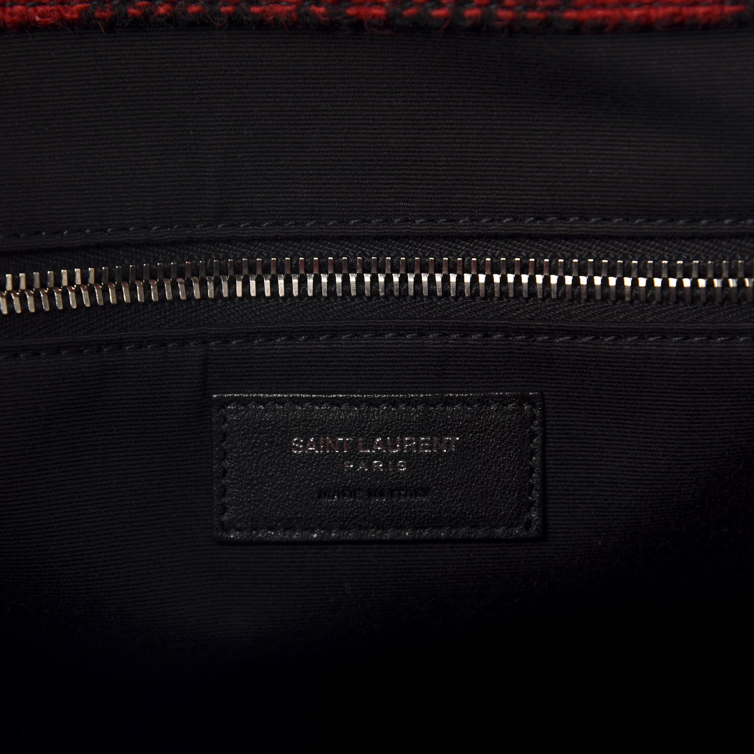 Saint Laurent Wool Tartan Rive Gauche Noe Tote Red Black 8 of 10