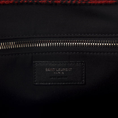 Saint Laurent Wool Tartan Rive Gauche Noe Tote Red Black 8 of 10