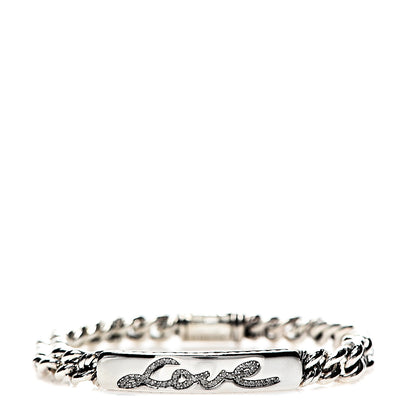 David Yurman Sterling Silver Diamond 7mm Petite Pave Curb Link Love ID Bracelet 1 of 4