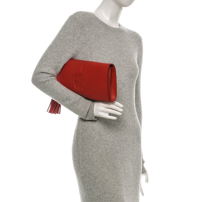 Gucci Pebbled Calfskin Medium Soho Clutch Red 2 of 7