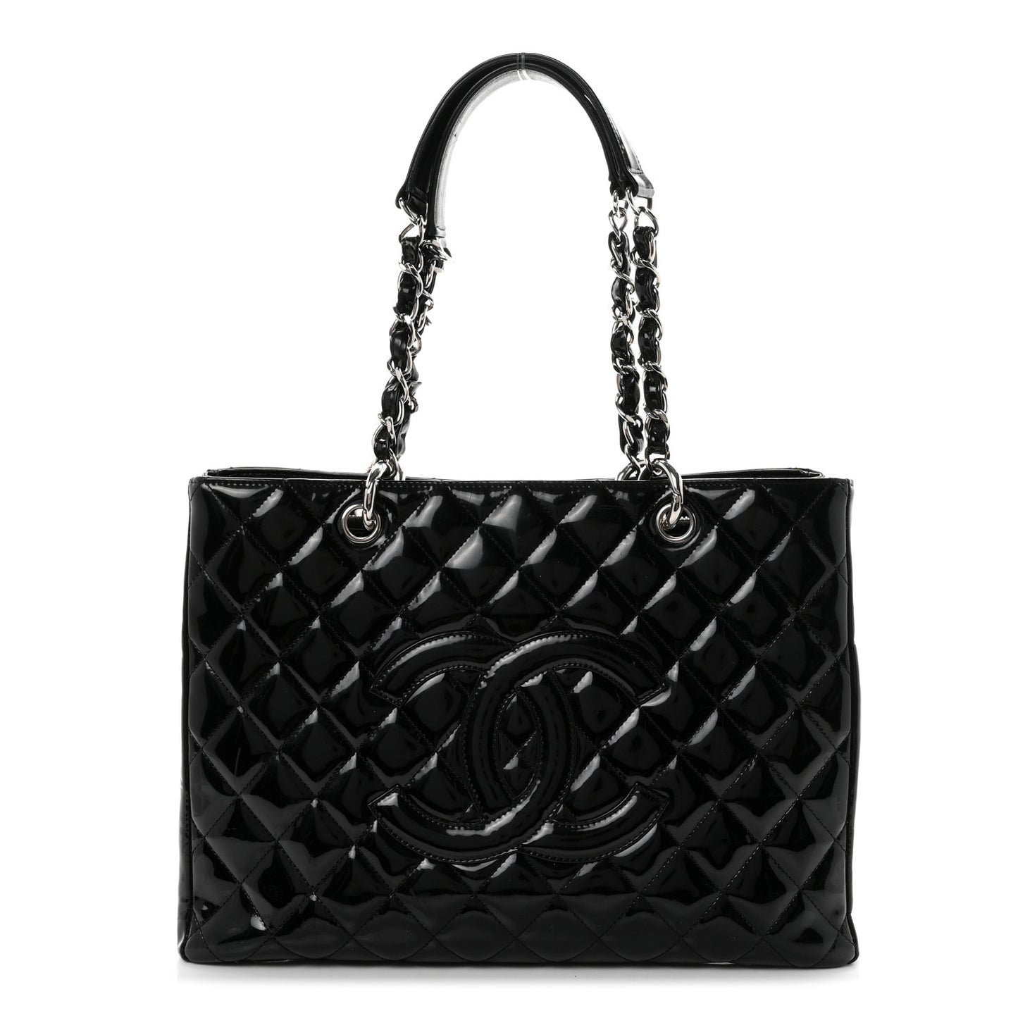 Patent Quilted Grand Shopping Tote GST Black