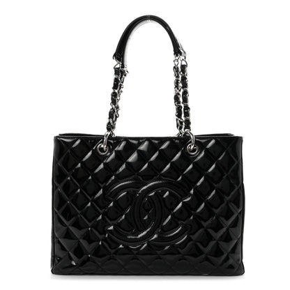 Chanel Patent Quilted Grand Shopping Tote GST Black 1 of 10