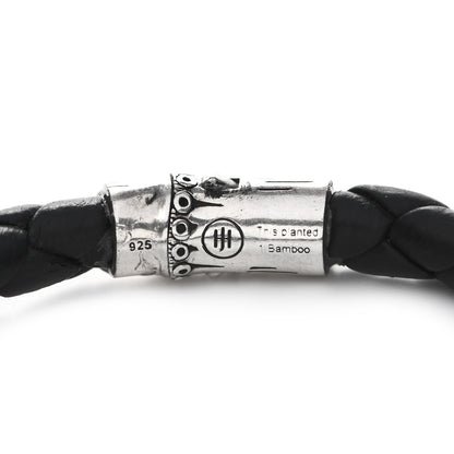 John Hardy Sterling Silver Leather 8mm Braided Bamboo Station Bracelet Black 3 of 4