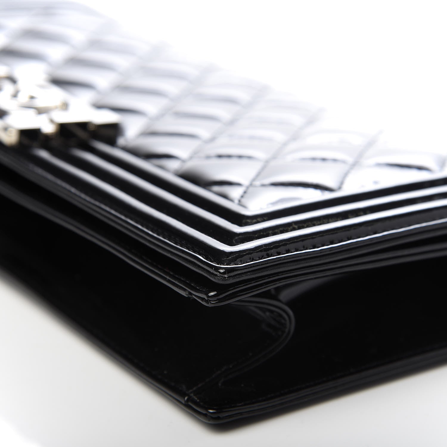 Chanel Patent Quilted Boy Flap Clutch Black 7 of 10