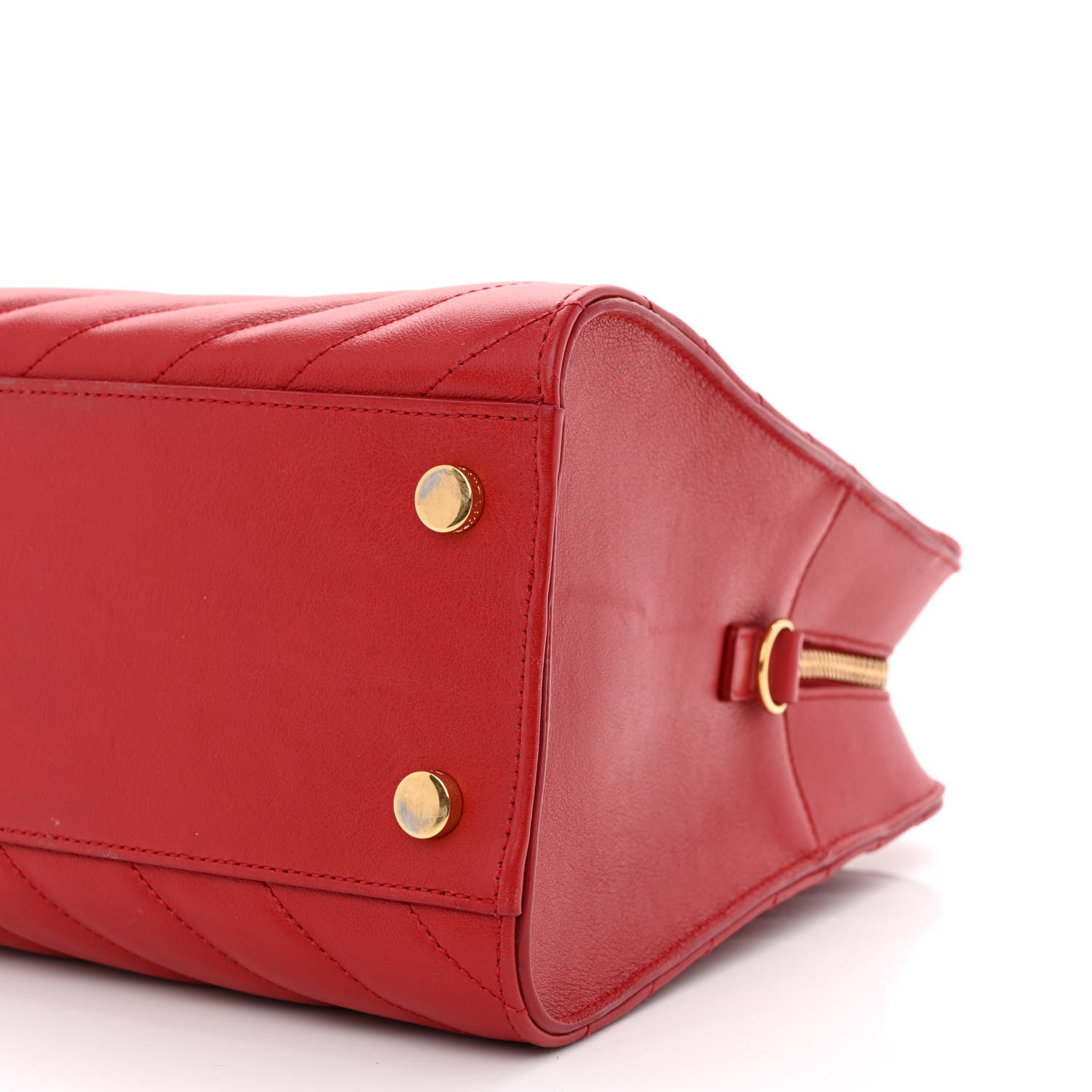 Saint Laurent Calfskin Matelasse Chevron Small Monogram Cabas Lipstick Red 10 of 14