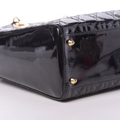 Christian Dior Patent Cannage Large Lady Dior Black 9 of 10