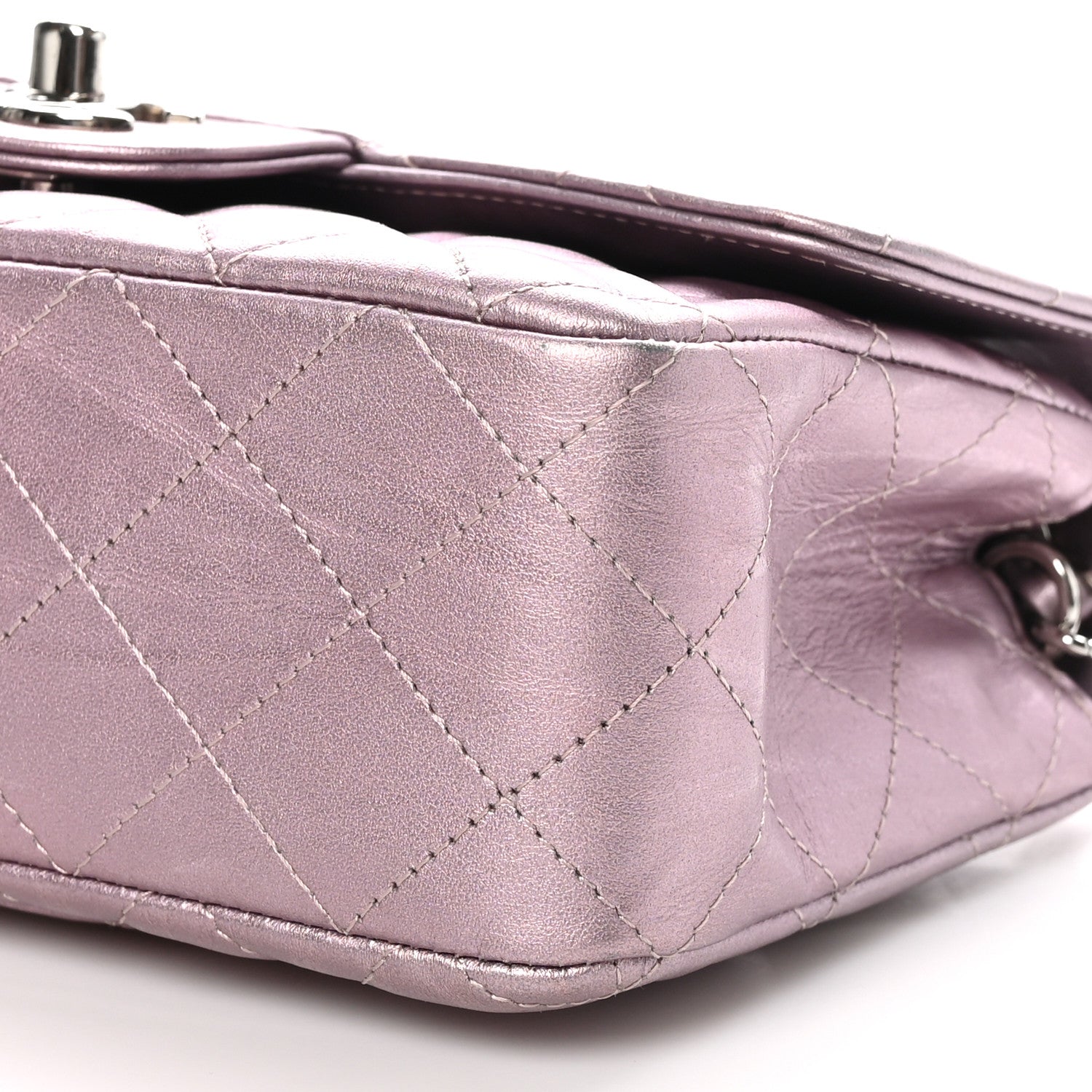 Chanel Metallic Calfskin Quilted Mini Rectangular Flap Pink 10 of 11