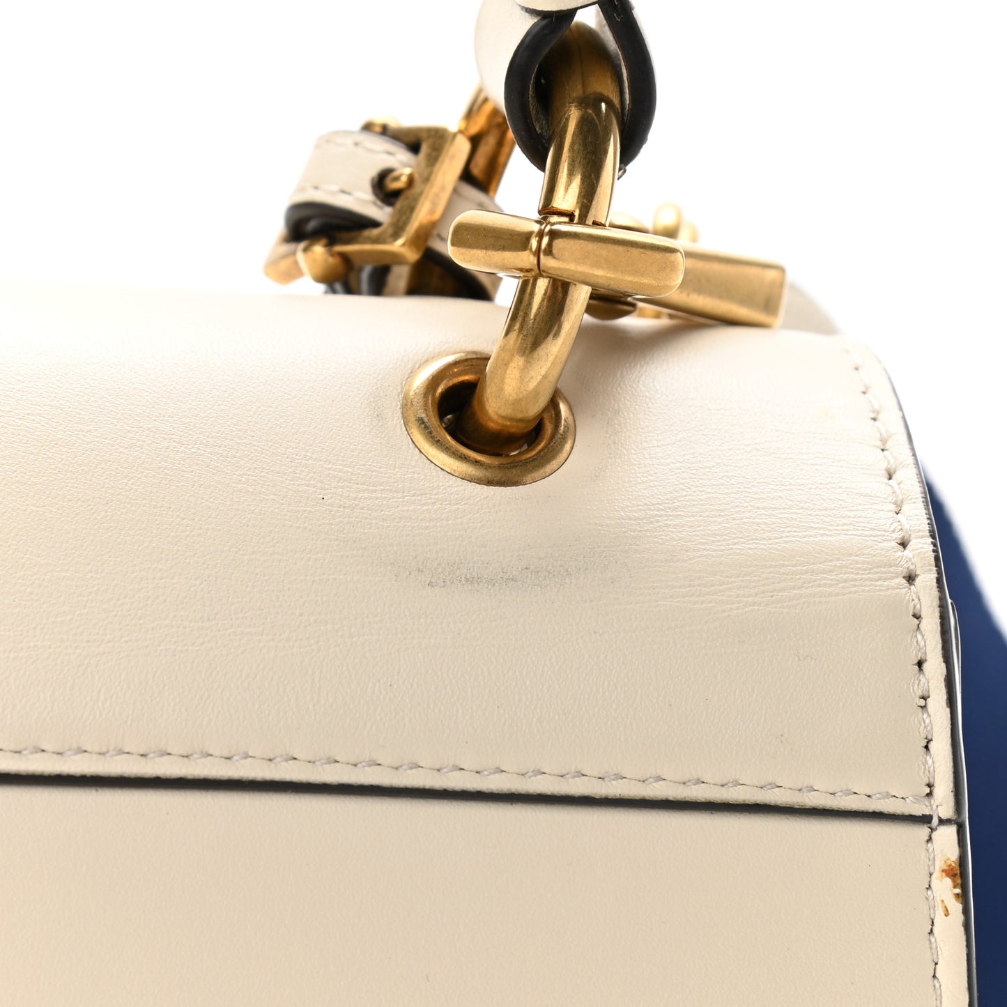 Calfskin Sylvie Web Small Queen Margaret Top Handle Bag White