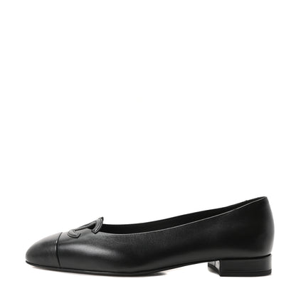 Chanel Goatskin CC Ballet Flats 38 Black 1 of 10