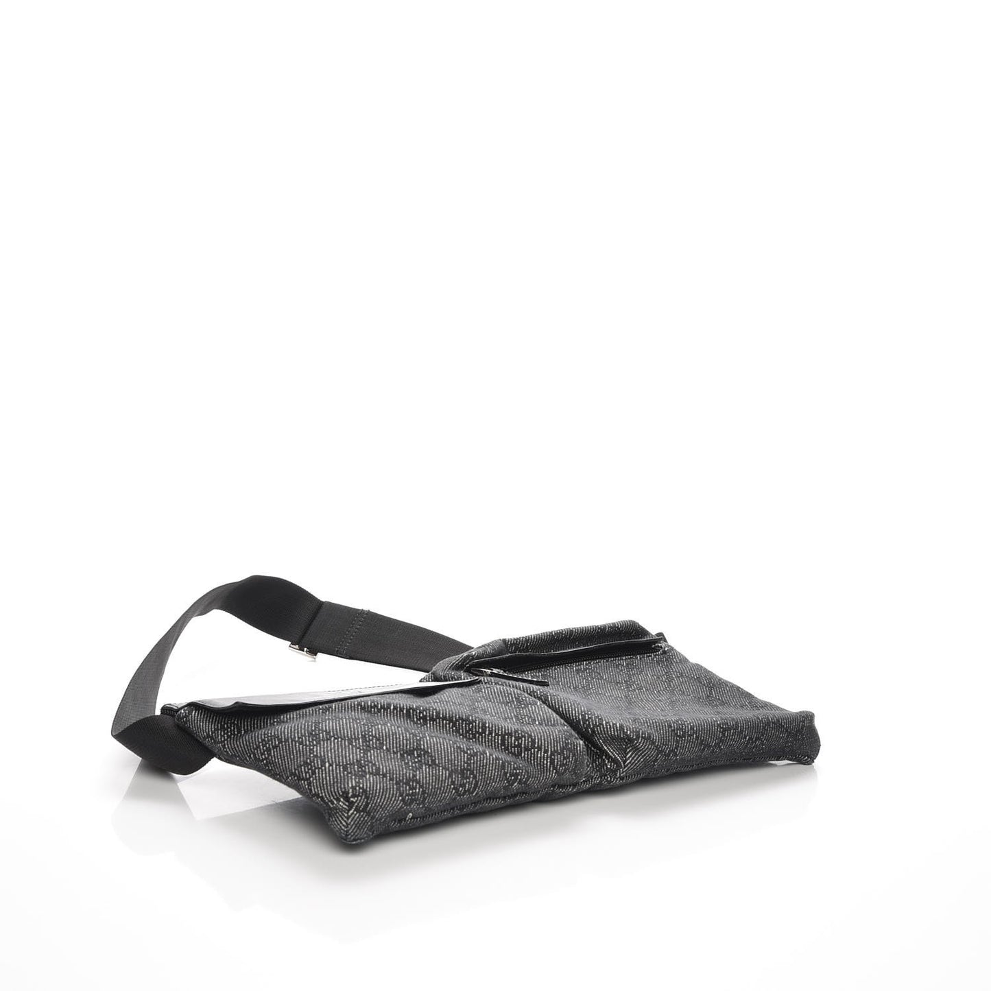 Denim Monogram Double Pocket Belt Bag Black