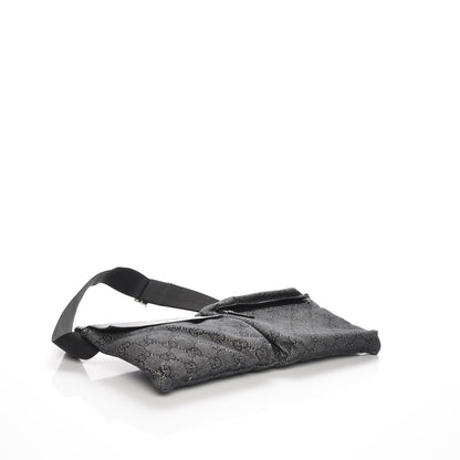 Gucci Denim Monogram Double Pocket Belt Bag Black 4 of 9