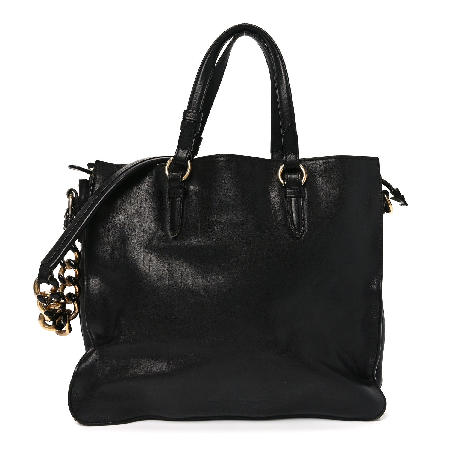 Salvatore Ferragamo Calfskin Chain Tote Black 1 of 10