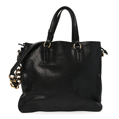 Salvatore Ferragamo Calfskin Chain Tote Black 1 of 10