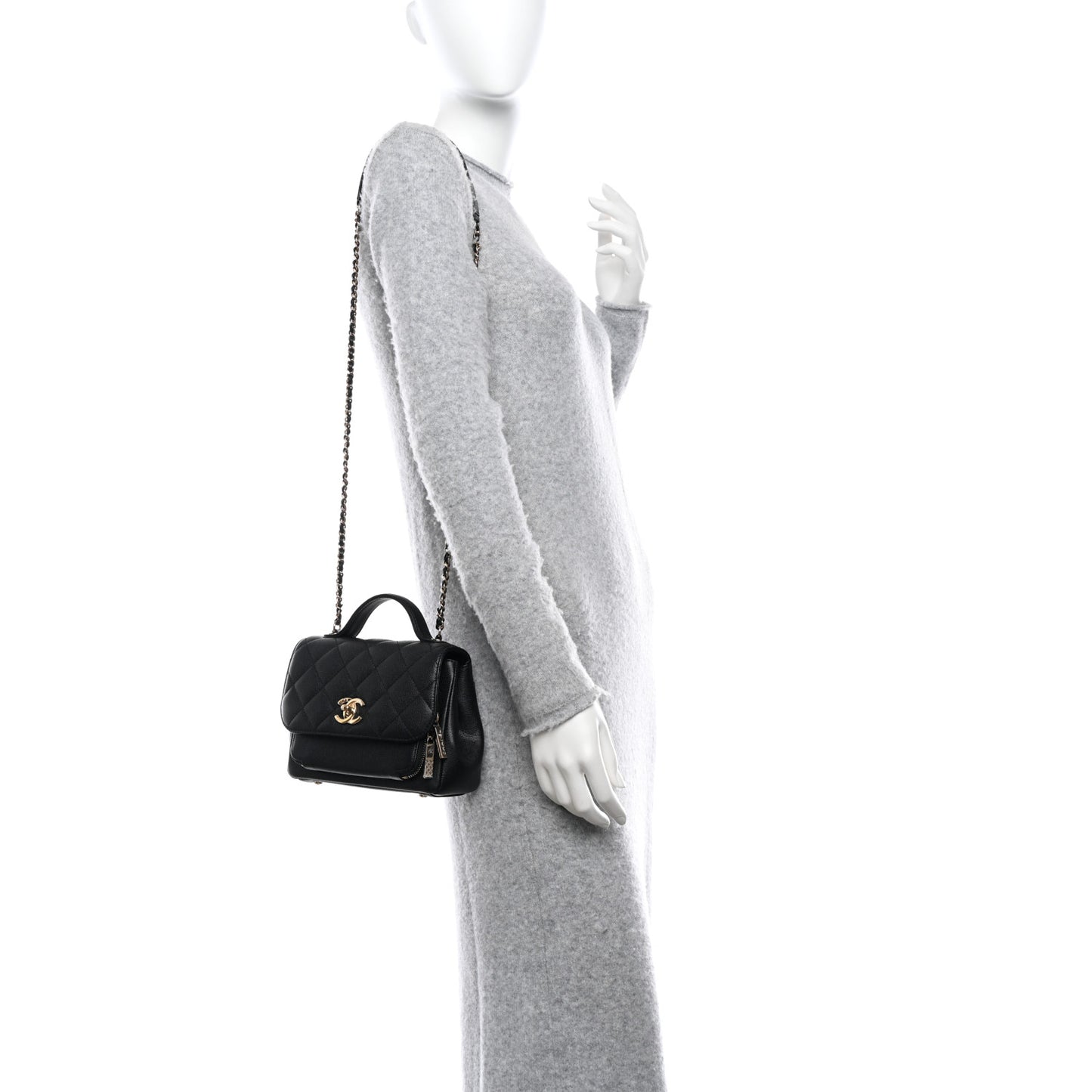 Caviar Quilted Small Business Affinity Flap Black