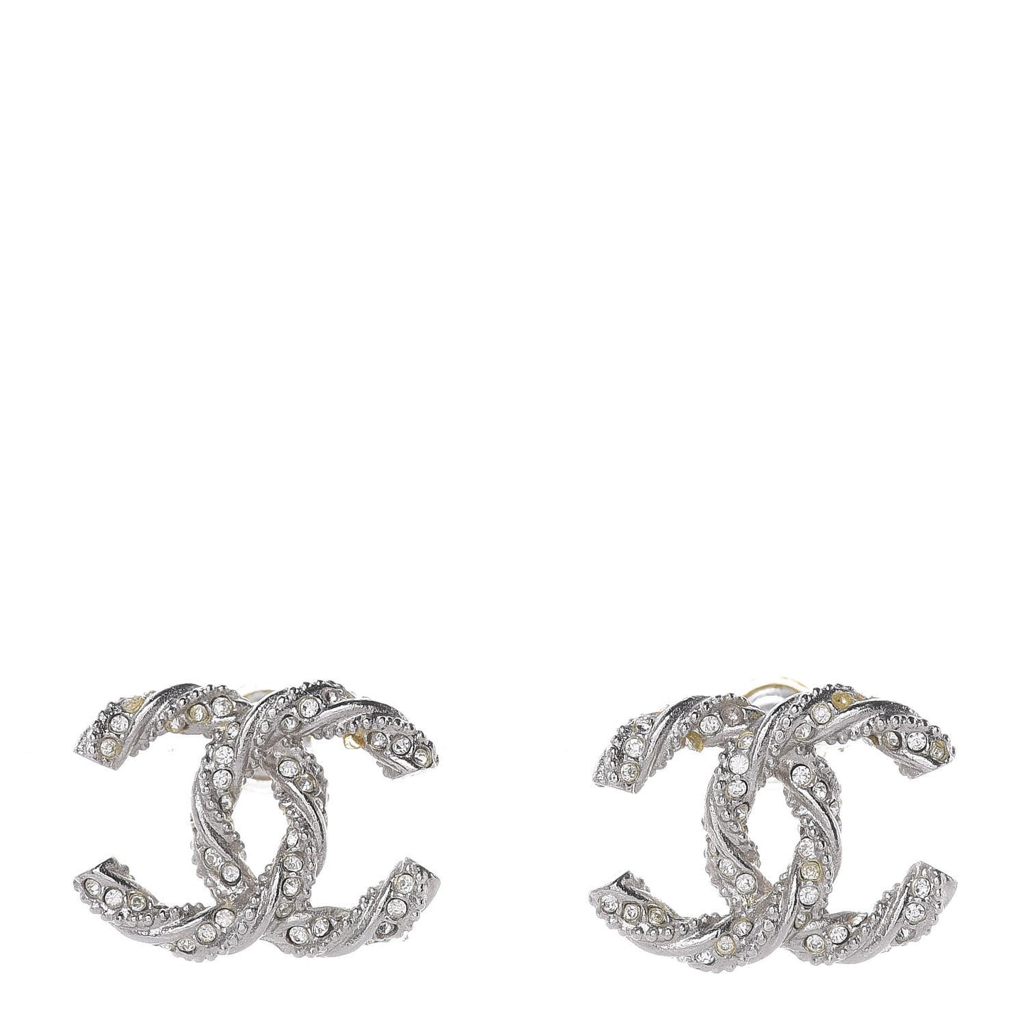 Crystal CC Twisted Earrings Silver