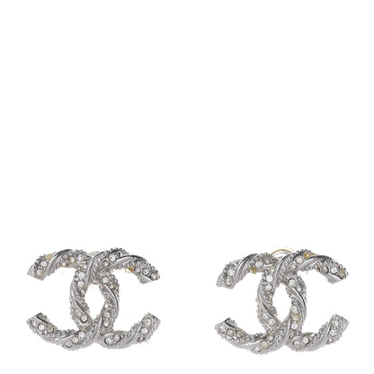 Chanel Crystal CC Twisted Earrings Silver 1 of 4
