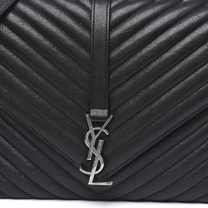 Saint Laurent Sheepskin Matelasse Chevron Monogram Large College Satchel Black 8 of 8