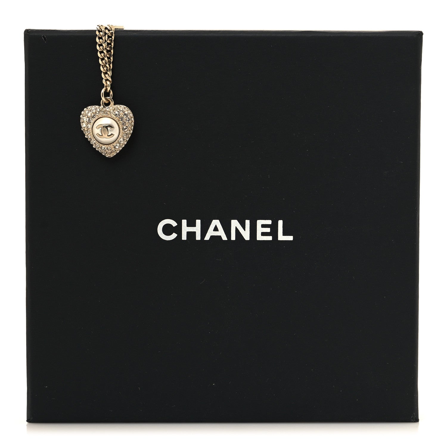 Chanel Crystal Pearl Chain Heart Bracelet Gold 6 of 6