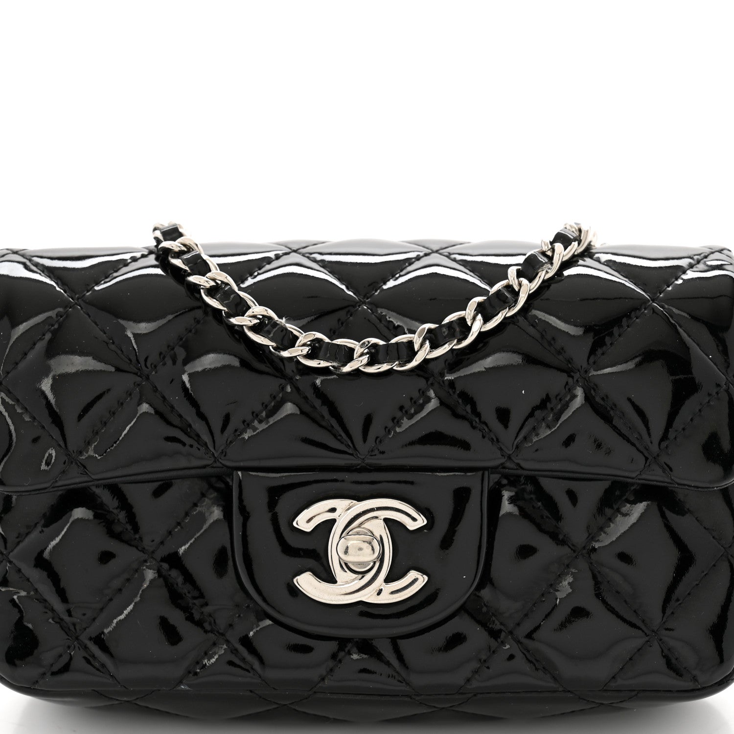 Chanel Patent Calfskin Quilted Extra Mini Rectangular Flap Black 8 of 12