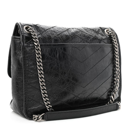 Saint Laurent Crinkled Calfskin Matelasse Monogram Medium Niki Chain Satchel Black 3 of 10