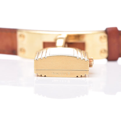 Hermes Stainless Steel Ostrich 20mm Kelly Cadena Quartz Watch Gold 6 of 8