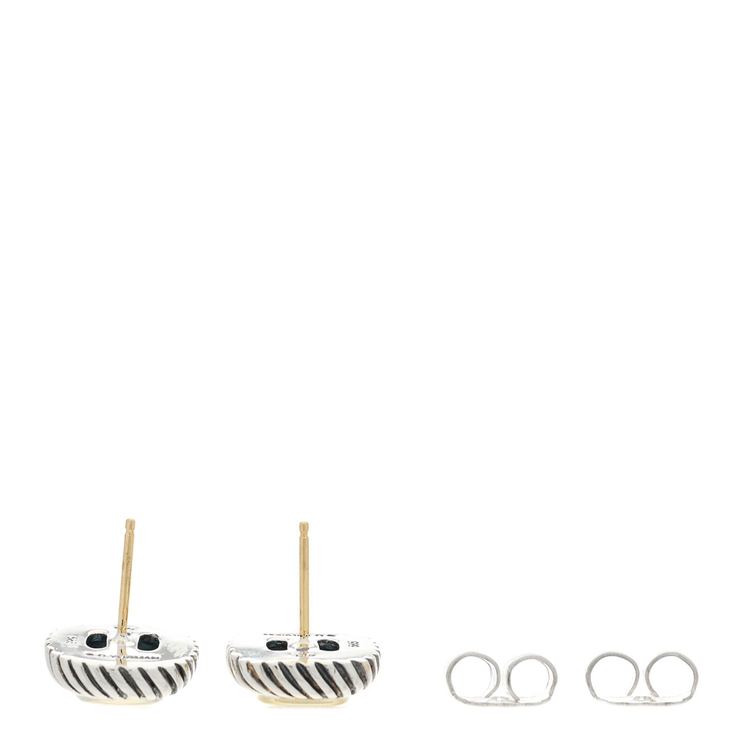 David Yurman Sterling Silver 14K Yellow Gold Blue Topaz 7mm Albion Earrings 3 of 4