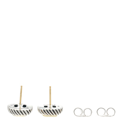 David Yurman Sterling Silver 14K Yellow Gold Blue Topaz 7mm Albion Earrings 3 of 4