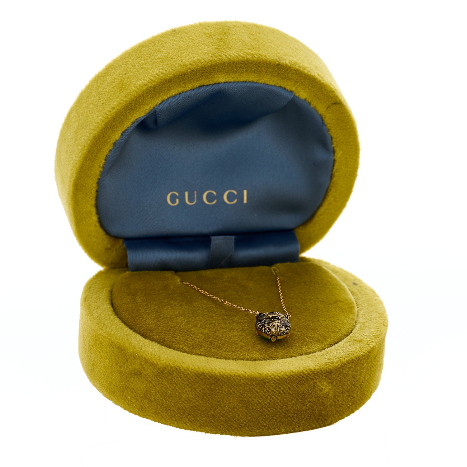 Gucci 18K Yellow Gold Diamond Jade Le Marche Des Merveilles Feline Pendant Necklace 6 of 6