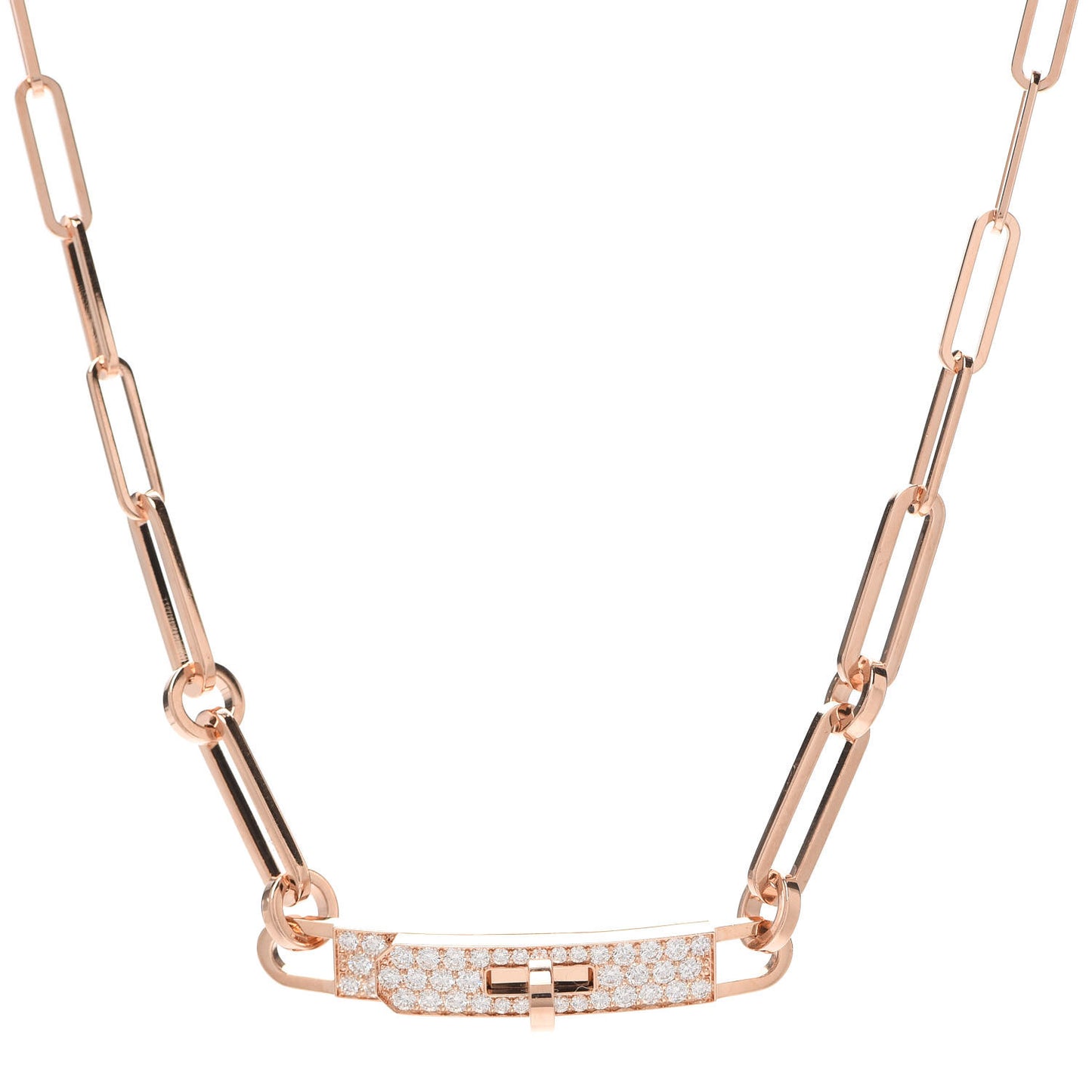18K Rose Gold Diamond Pave Kelly Chaine Choker Necklace