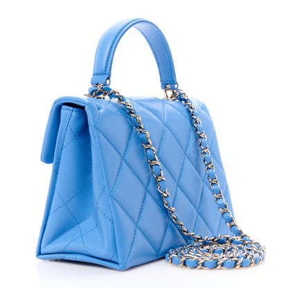 Chanel Caviar Quilted Mini Retro Twist Top Handle Flap Blue 4 of 12