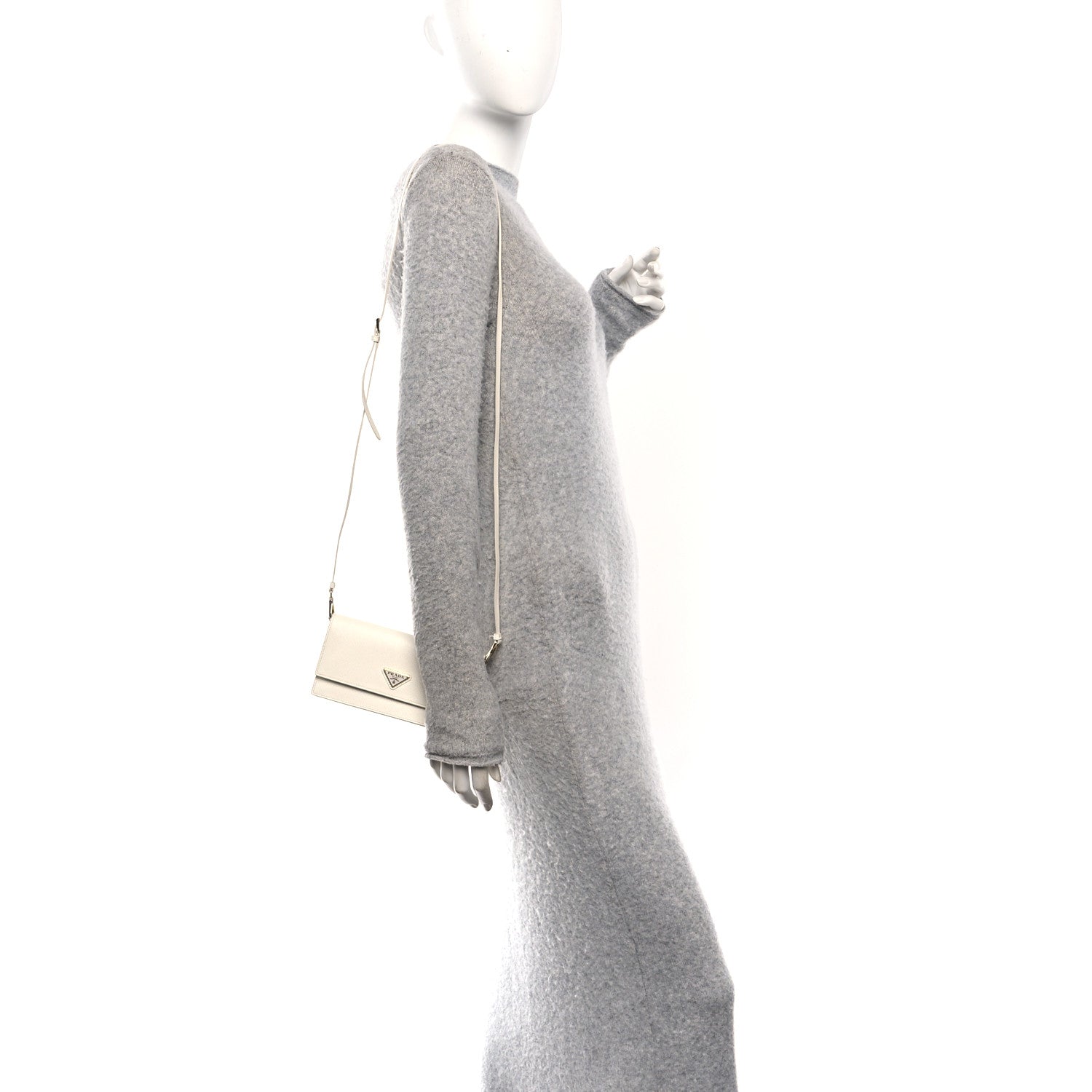 Prada Saffiano Metal Triangle Logo Mini Bag Talco 2 of 10