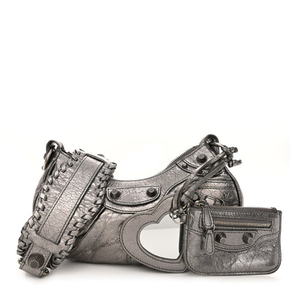 Balenciaga Metallic Agneau Arena Le Cagole Shoulder Bag XS Silver 1 of 12