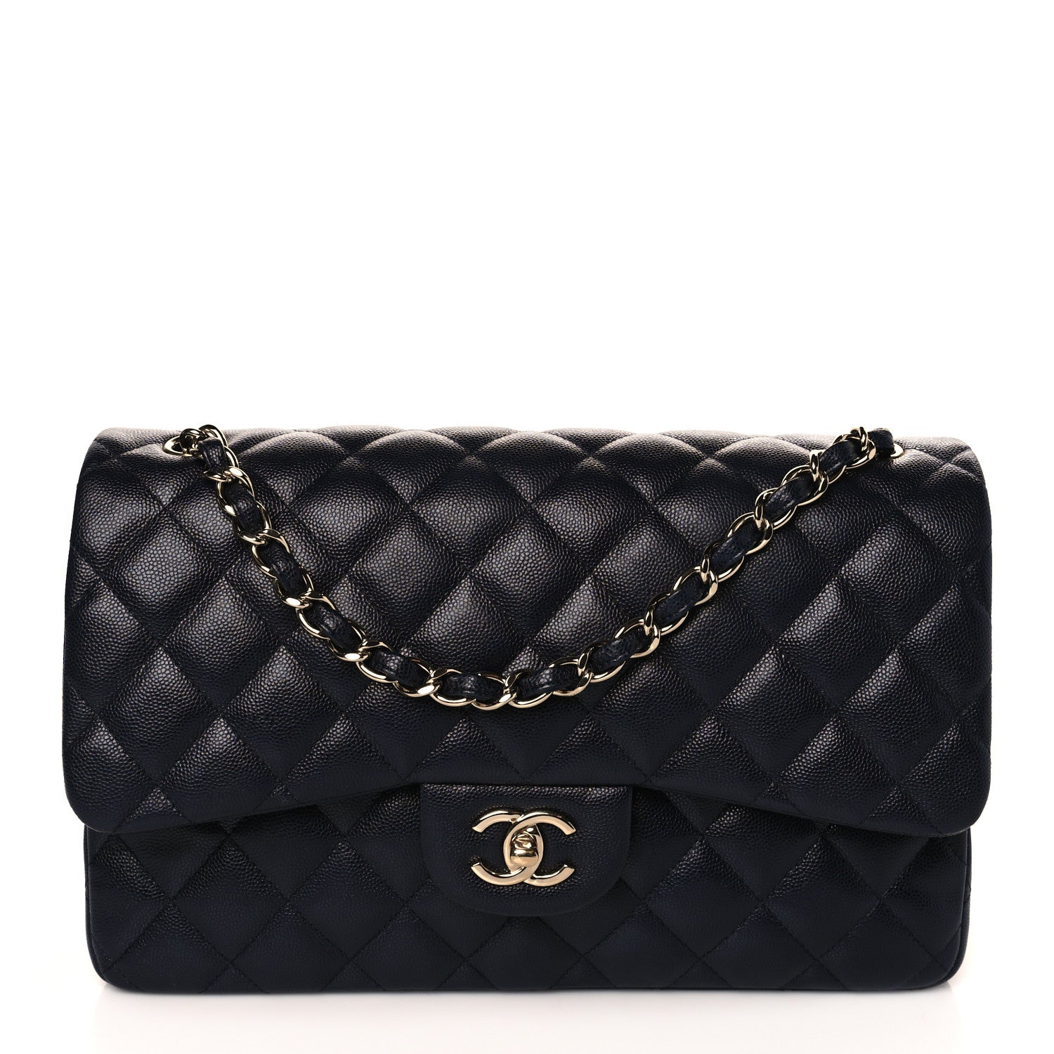 Chanel Caviar Quilted Jumbo Double Flap Navy Blue 1 of 10