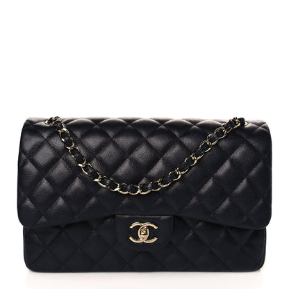 Chanel Caviar Quilted Jumbo Double Flap Navy Blue 1 of 10