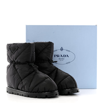 Prada Re-Nylon Piuma Triangle Logo Padded Drawcord 20mm Snow Boots 38.5 Black 9 of 9