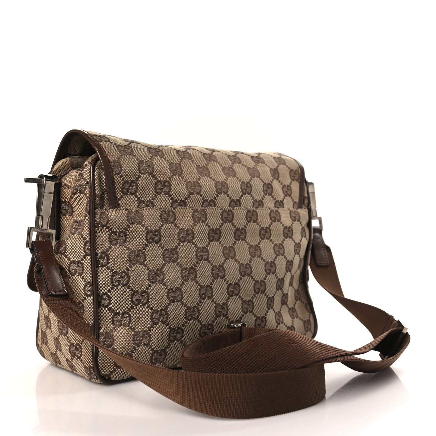 Monogram Flap Pocket Messenger Bag Beige Dark Brown