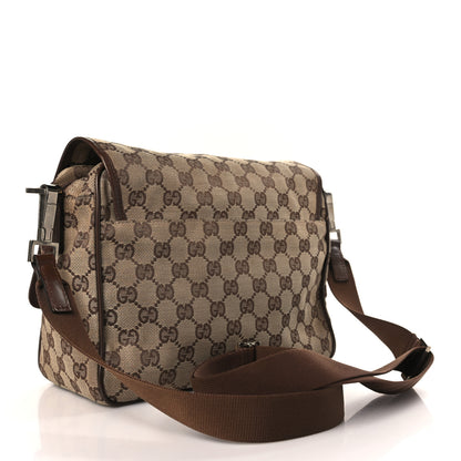 Gucci Monogram Flap Pocket Messenger Bag Beige Dark Brown 3 of 12