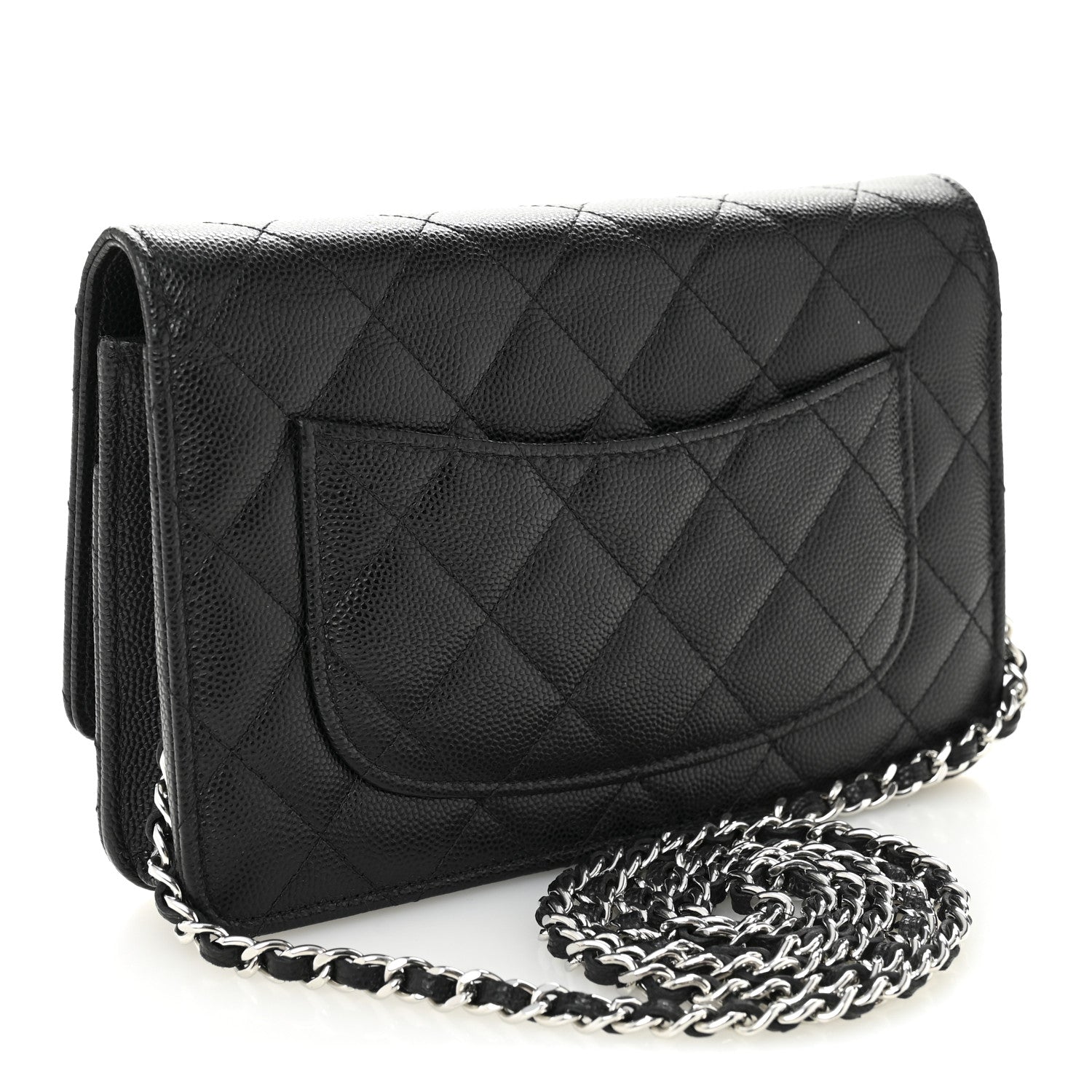 Chanel Caviar Quilted Crystal CC Wallet On Chain WOC Black 3 of 11