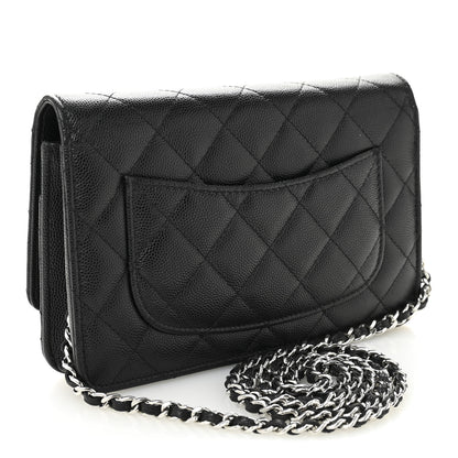 Chanel Caviar Quilted Crystal CC Wallet On Chain WOC Black 3 of 11